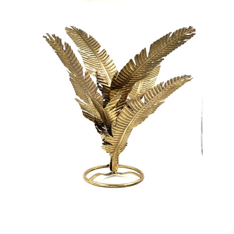 Pair of vintage brass fern sculpural plants, Italy 1970s