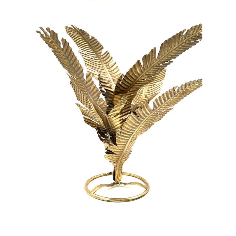 Pair of vintage brass fern sculpural plants, Italy 1970s