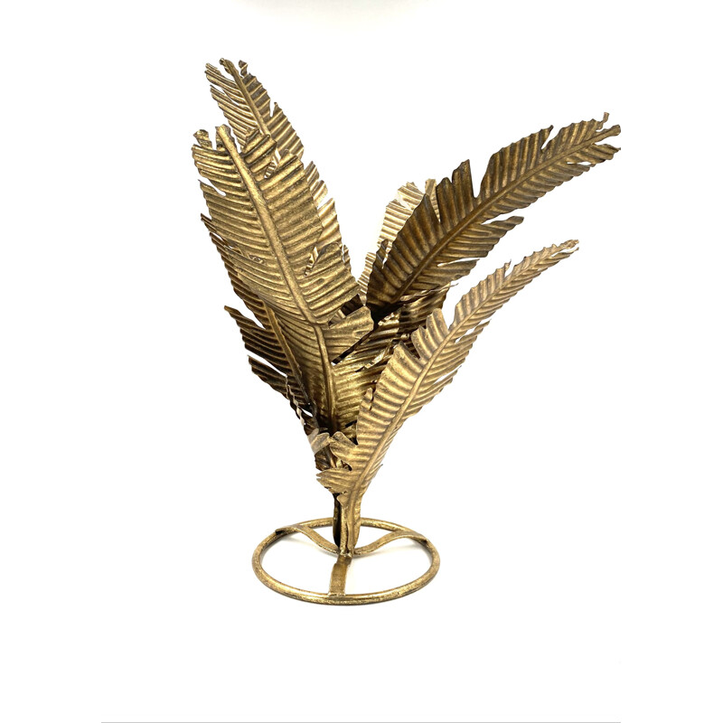 Pair of vintage brass fern sculpural plants, Italy 1970s