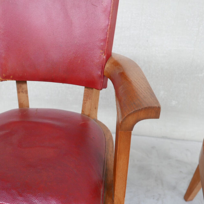 Set van 6 vintage eiken stoelen van Dudouyt, Frankrijk 1940