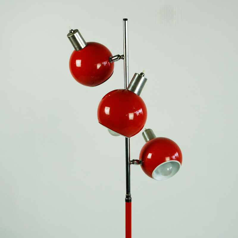 Red Italian mid century Eyeball spot floor lamp, 1960s