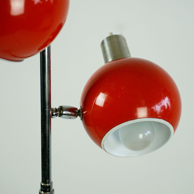 Red Italian mid century Eyeball spot floor lamp, 1960s