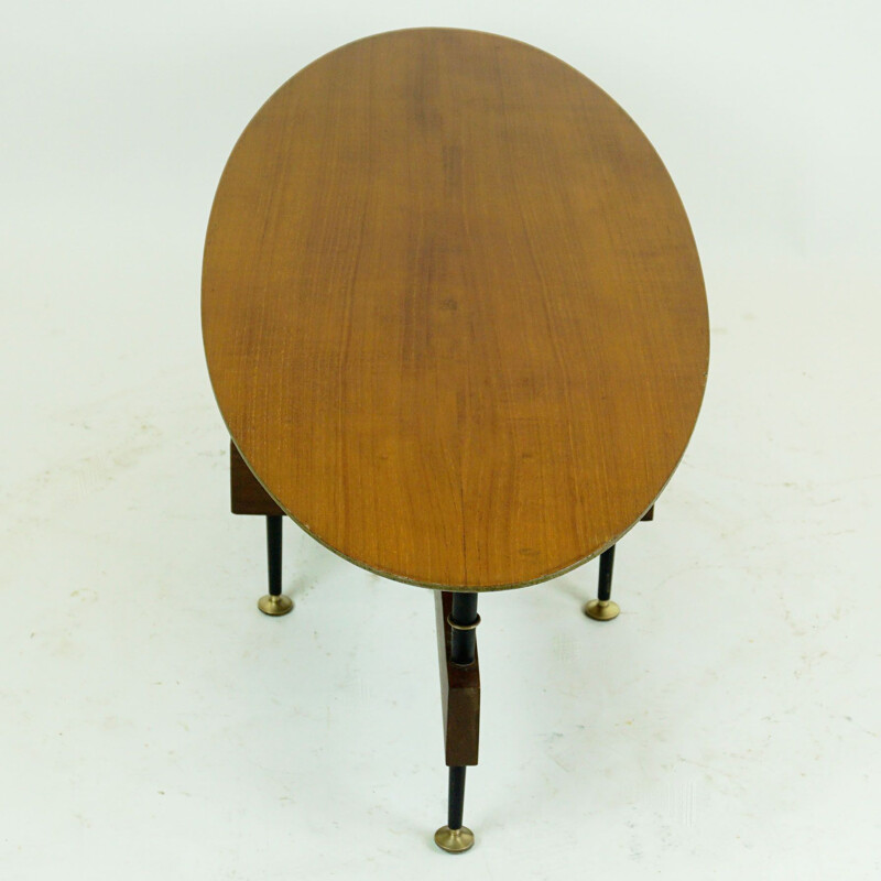 Vintage oval Italian teak coffee table, 1950s