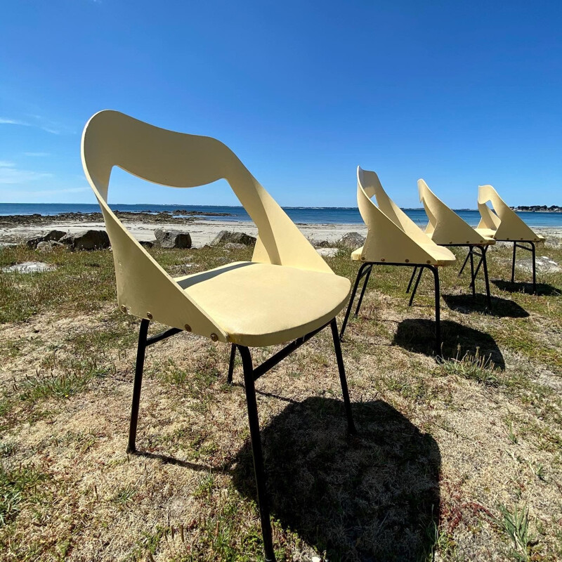 Conjunto de 4 cadeiras italianas vintage de Louis Paolozzi, 1950