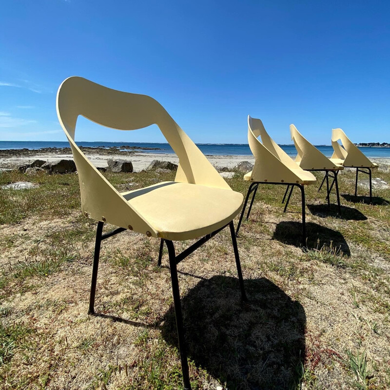 Set of 4 vintage Italian chairs by Louis Paolozzi, 1950