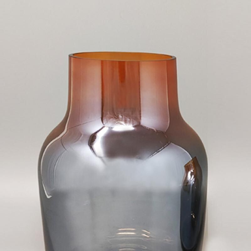 Pair of vintage orange and grey vases in Murano glass by Seguso, Italy 1970s