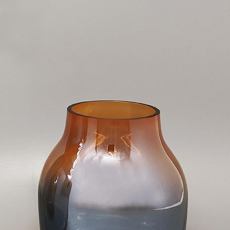 Paire de vases vintage orange et gris en verre de Murano par Seguso, Italie 1970