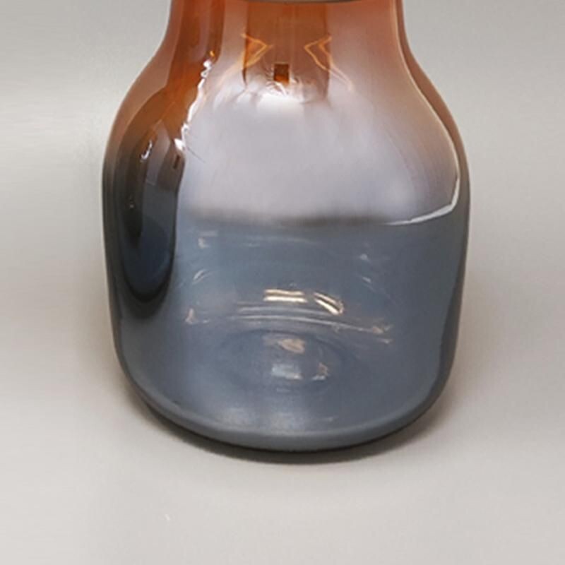 Paire de vases vintage orange et gris en verre de Murano par Seguso, Italie 1970