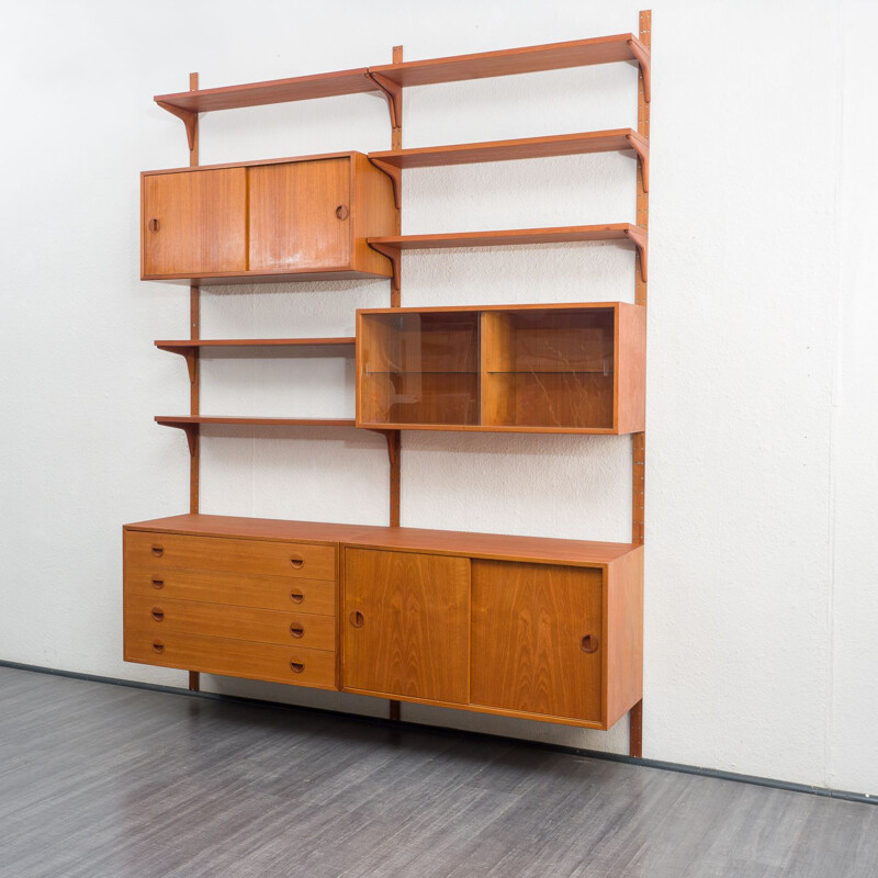 Danish vintage teak shelving system by Hg Furniture, 1960s