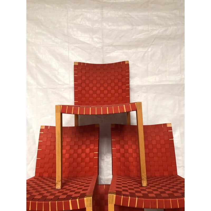 Set of 6 red vintage 737 chairs by Peter Maly for Thonet vintage, 1990