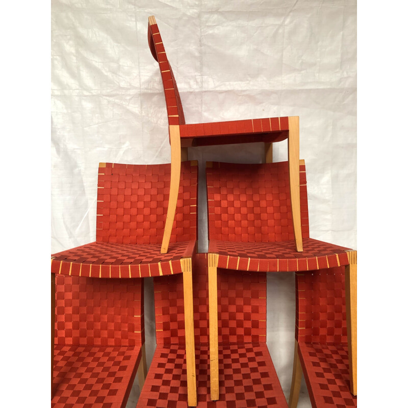 Juego de 6 sillas rojas vintage 737 de Peter Maly para Thonet vintage, 1990