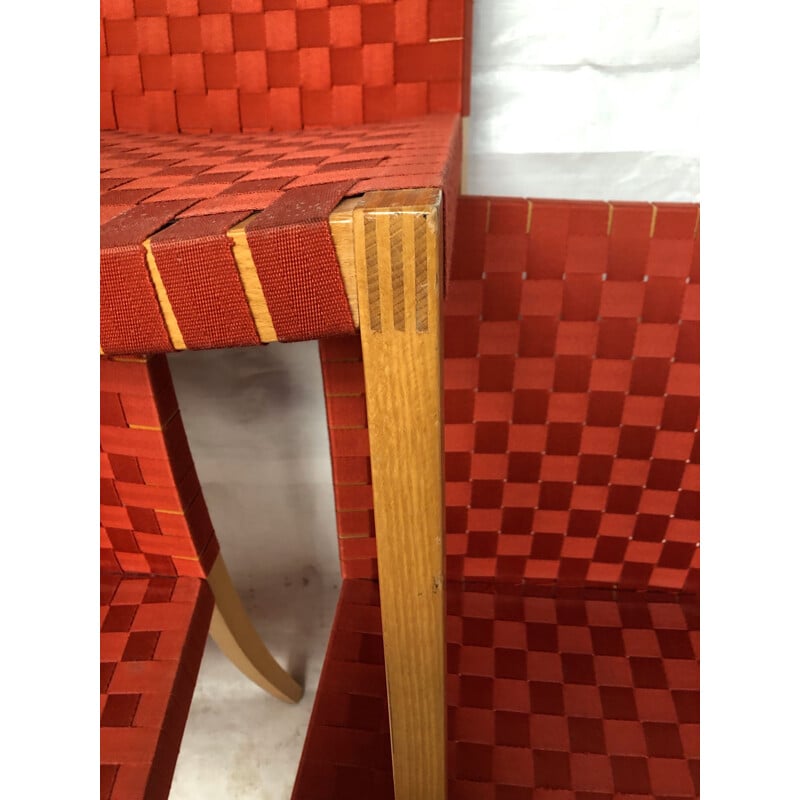 Juego de 6 sillas rojas vintage 737 de Peter Maly para Thonet vintage, 1990