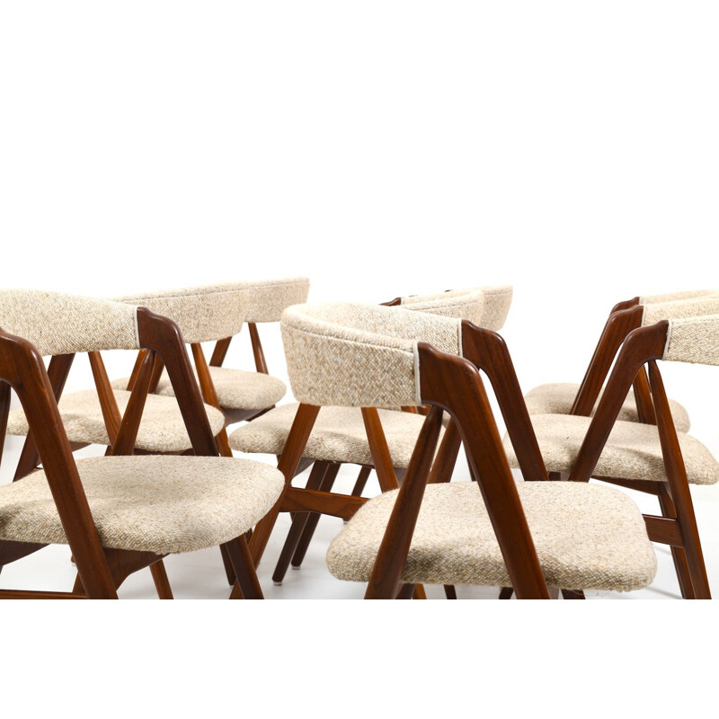 Set of 8 vintage teak dining chairs by Th. Harlev for Farstrup Møbler, Denmark 1960s