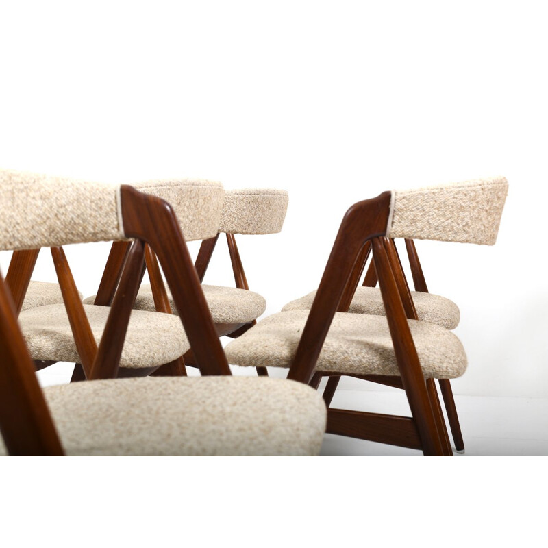 Set of 8 vintage teak dining chairs by Th. Harlev for Farstrup Møbler, Denmark 1960s