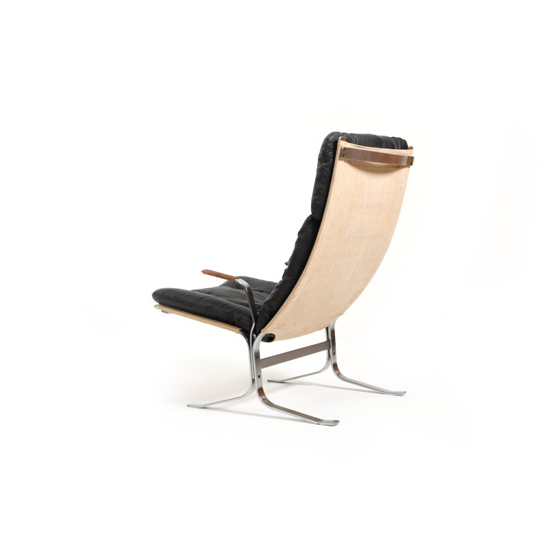 Vintage Siesta lounge chair in steel and leather by Ingmar Relling, 1970s