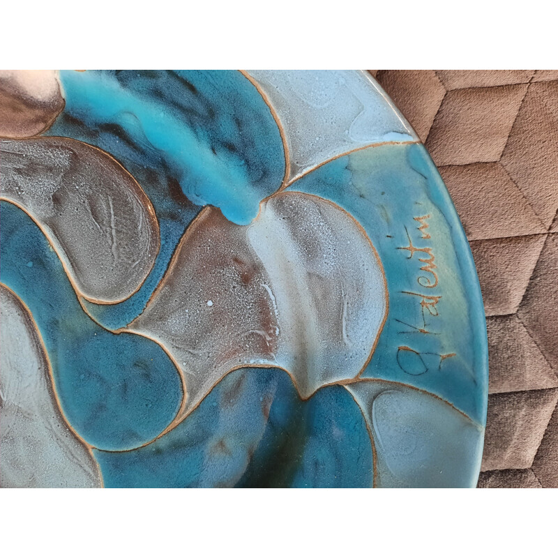 Vintage ceramic wall dish by Gilbert Valentin