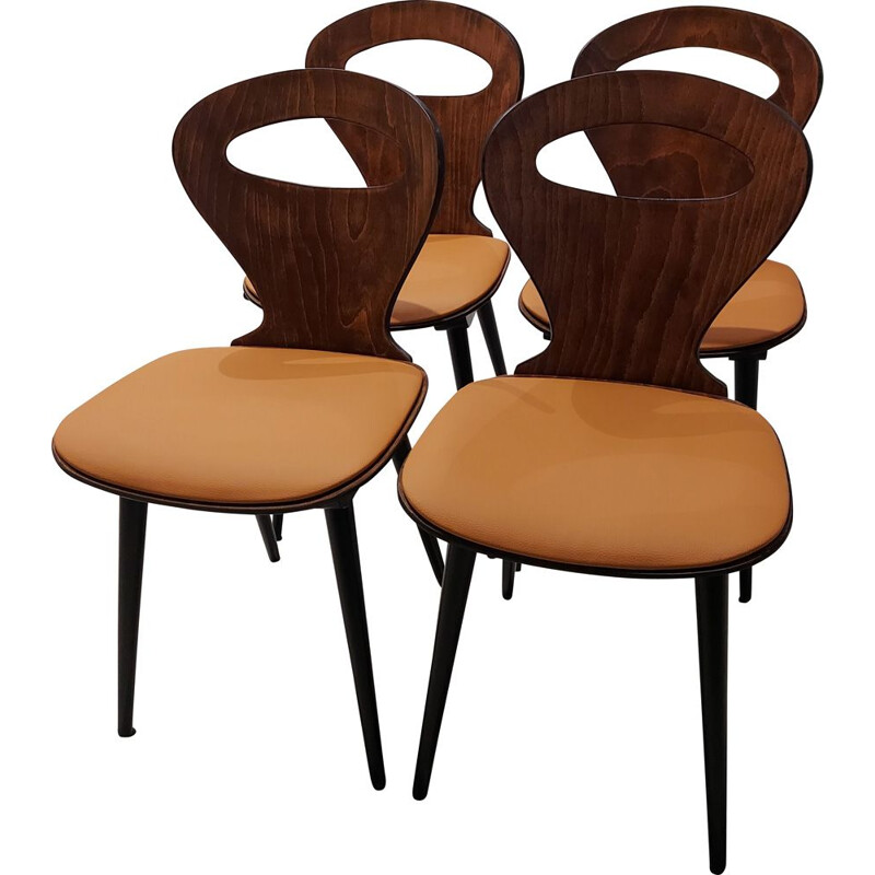 Lot de 4 chaises vintage de Bistrot Baumann, 1960