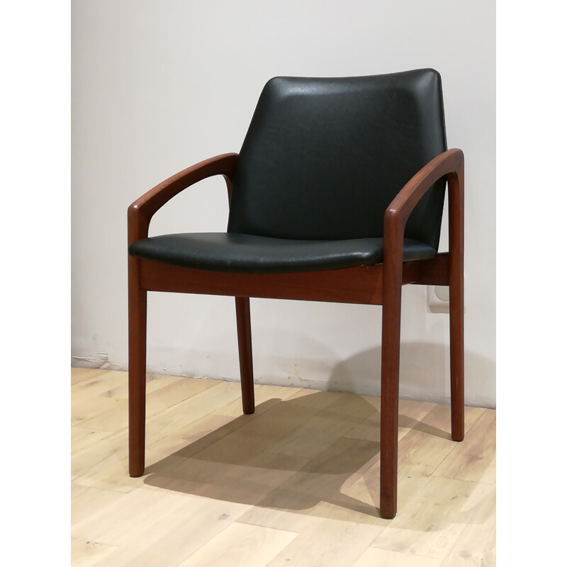 Teak and leather armchair, Kai KRISTIANSEN - 1960s