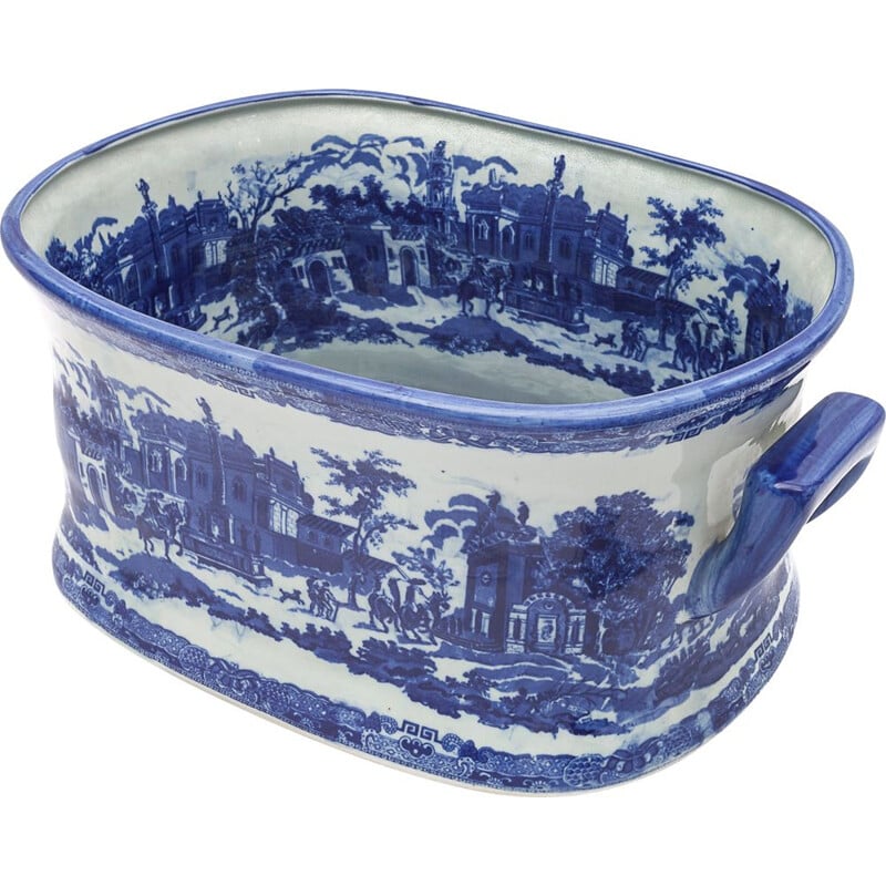 Grande jardinière vintage Delft en faïence