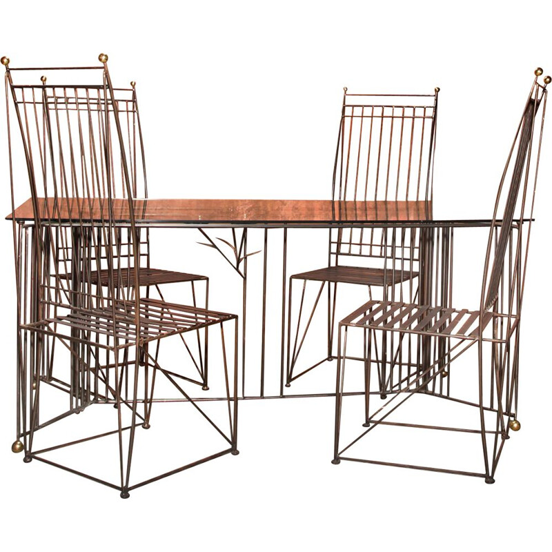 Vintage welded metal dining set, 1990