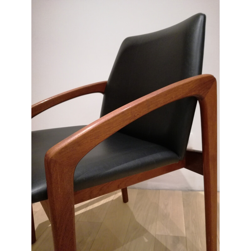 Teak and leather armchair, Kai KRISTIANSEN - 1960s