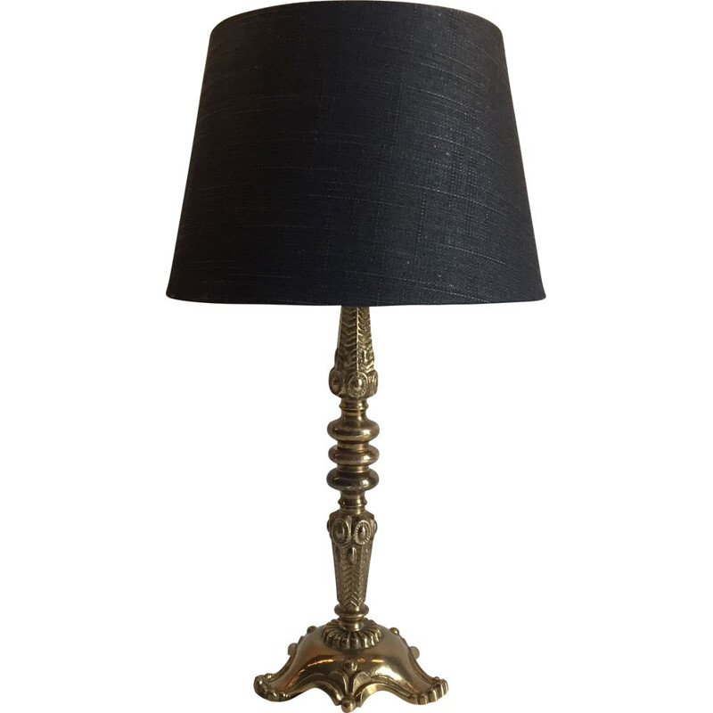 Vintage lamp in solid brass and fabric