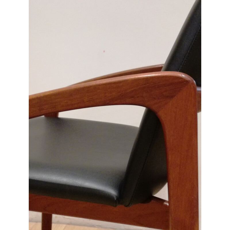 Teak and leather armchair, Kai KRISTIANSEN - 1960s