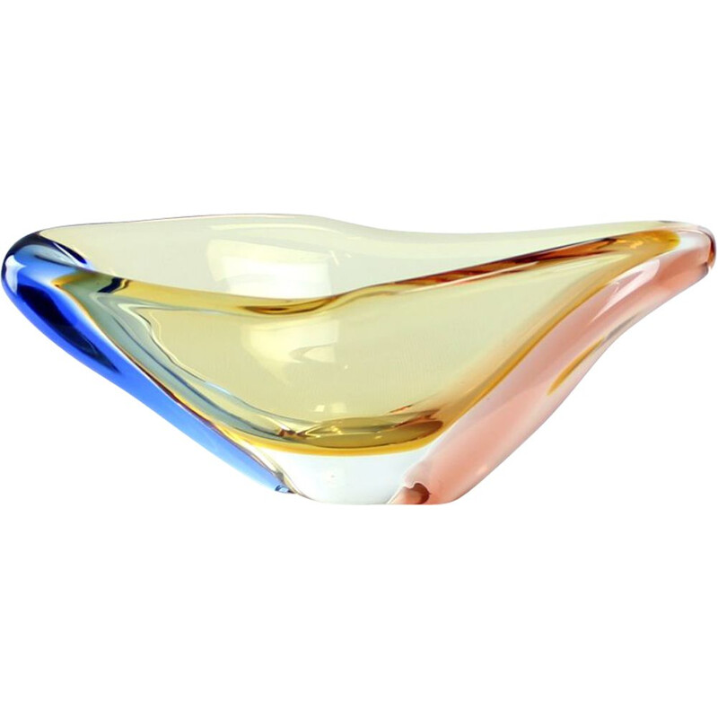 Mid century Art glass bowl by Frantisek Zemek for Sklarny Mstisov, 1960