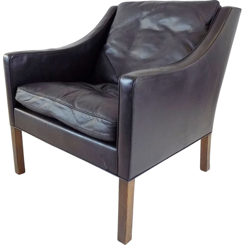 Fauteuil vintage Fredericia 2207 en cuir noir par Borge Mogensen pour Fredericia Furnitures, 1960