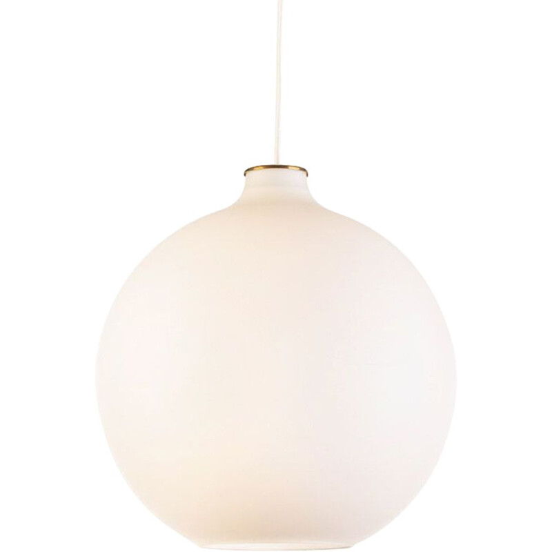 Vintage Satellite opaline glass and brass pendant lamp by Vilhelm Wohlert for Louis Poulsen, 1959s