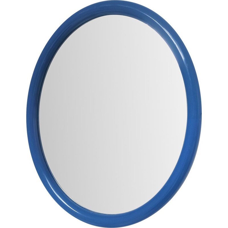 Vintage blue oval mirror, 1970-1980