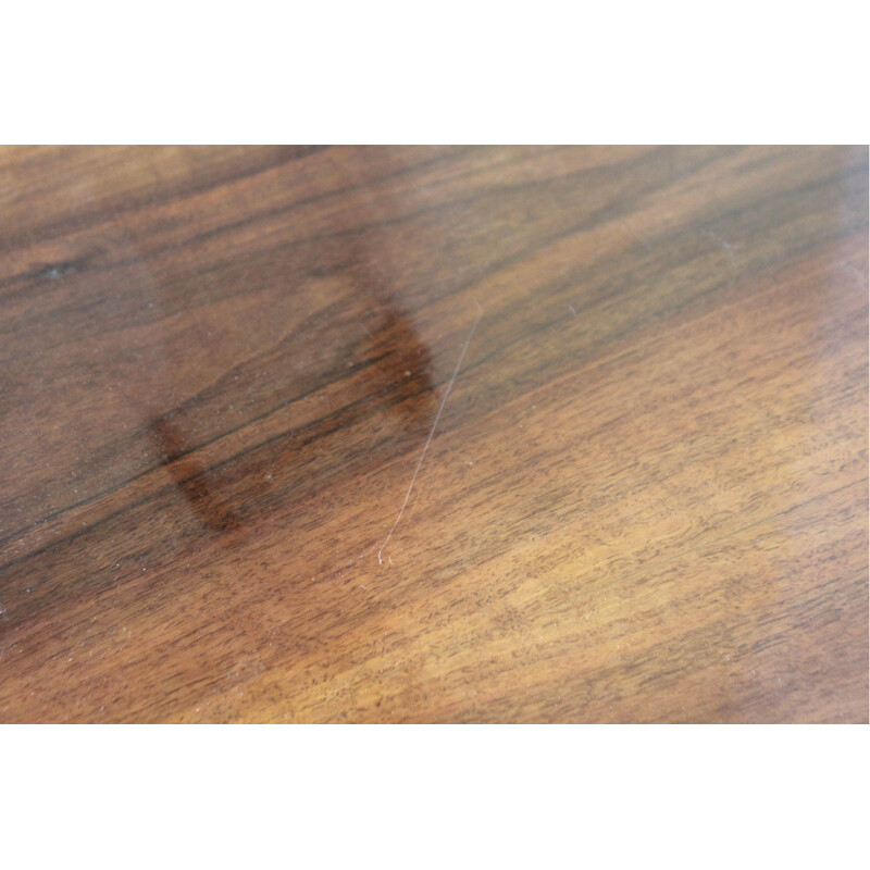Vintage solid wood inlaid side table, 1940s