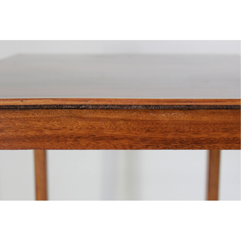 Vintage solid wood inlaid side table, 1940s