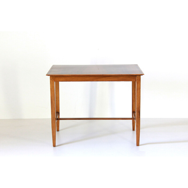 Vintage solid wood inlaid side table, 1940s