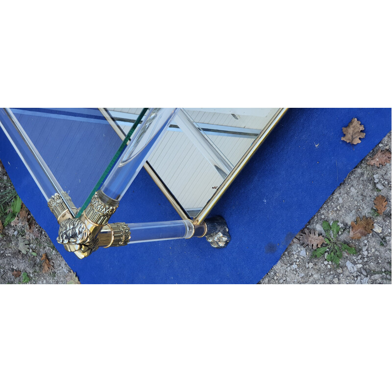 Brass and plexiglass vintage coffee table