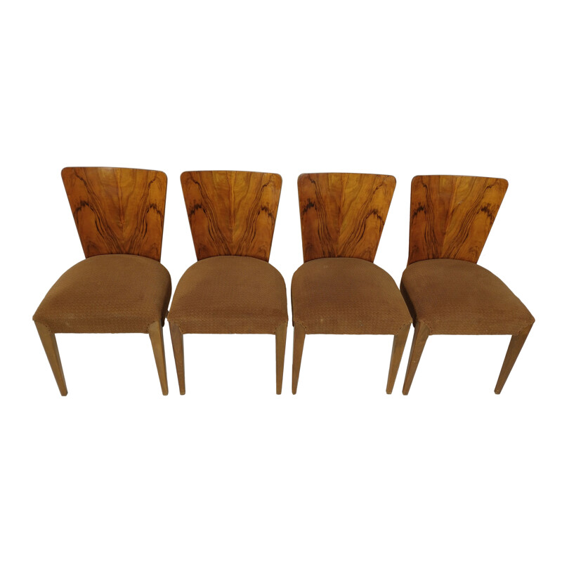 Set of 4 vintage Art Deco dining chairs by Jindřich Halabala, 1940s