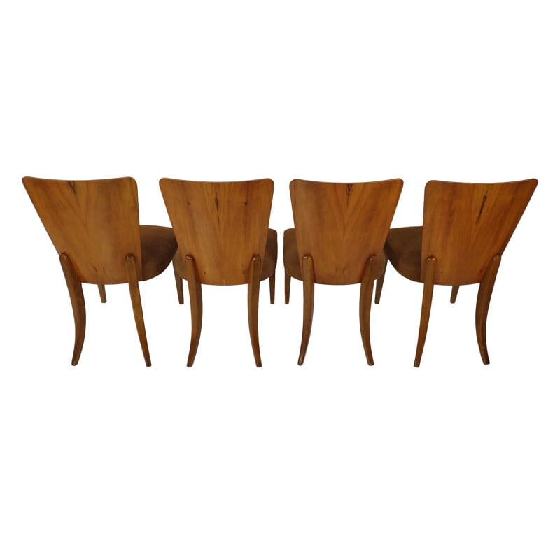 Set of 4 vintage Art Deco dining chairs by Jindřich Halabala, 1940s