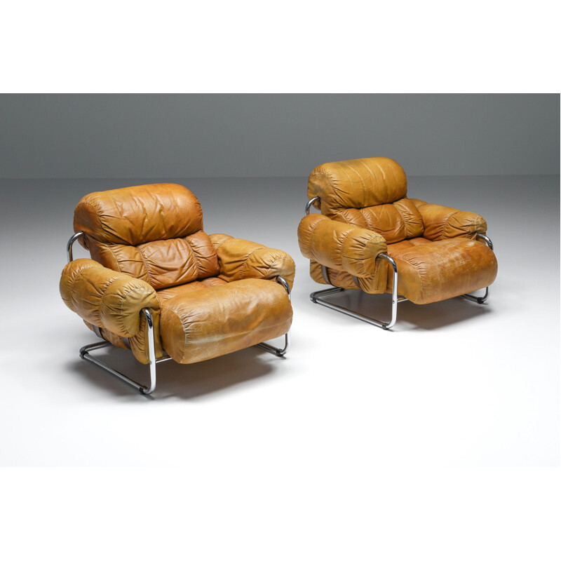 Pair of vintage Tucroma armchairs by Guido Faleschini for Pace Collection, 1970s