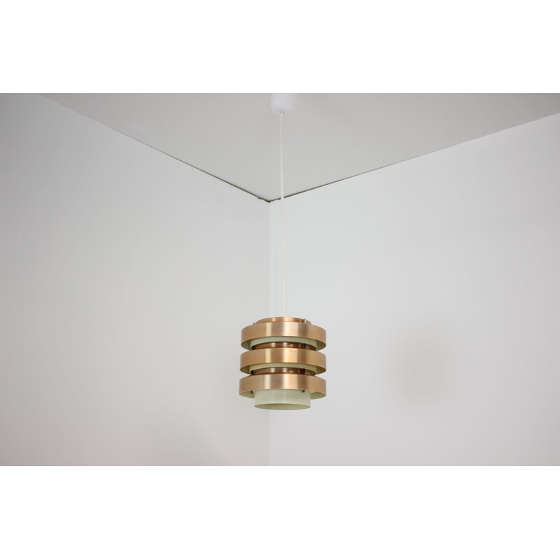Vintage metal and brass pendant lamp by Drupol, Czechoslovakia 1970