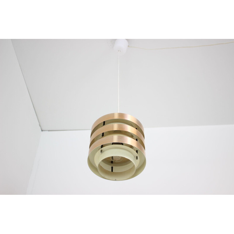 Vintage metal and brass pendant lamp by Drupol, Czechoslovakia 1970