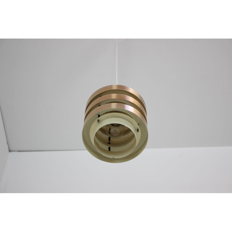 Vintage metal and brass pendant lamp by Drupol, Czechoslovakia 1970