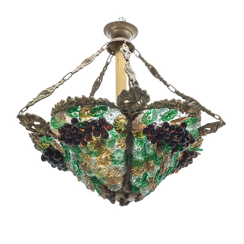 Lustre vintage en pâte de verre multicolore, 1900