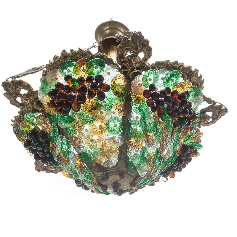 Vintage chandelier in multicoloured glass paste, 1900