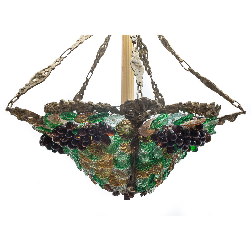 Vintage chandelier in multicoloured glass paste, 1900