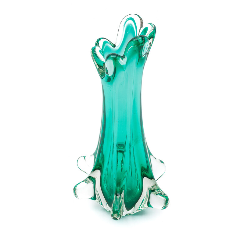 Vintage Murano Chambord green vase by Fratelli Toso, 1960