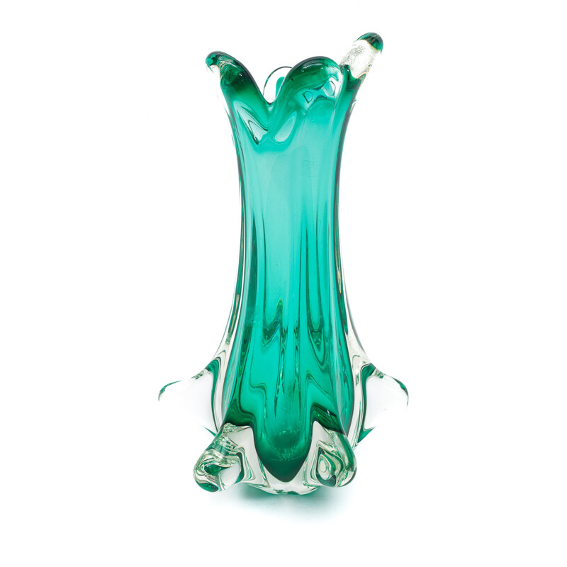 Vintage Murano Chambord Vaso verde de Fratelli Toso, 1960