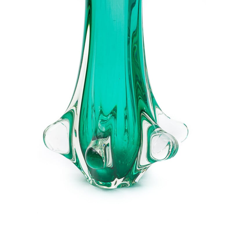 Vintage Murano Chambord green vase by Fratelli Toso, 1960