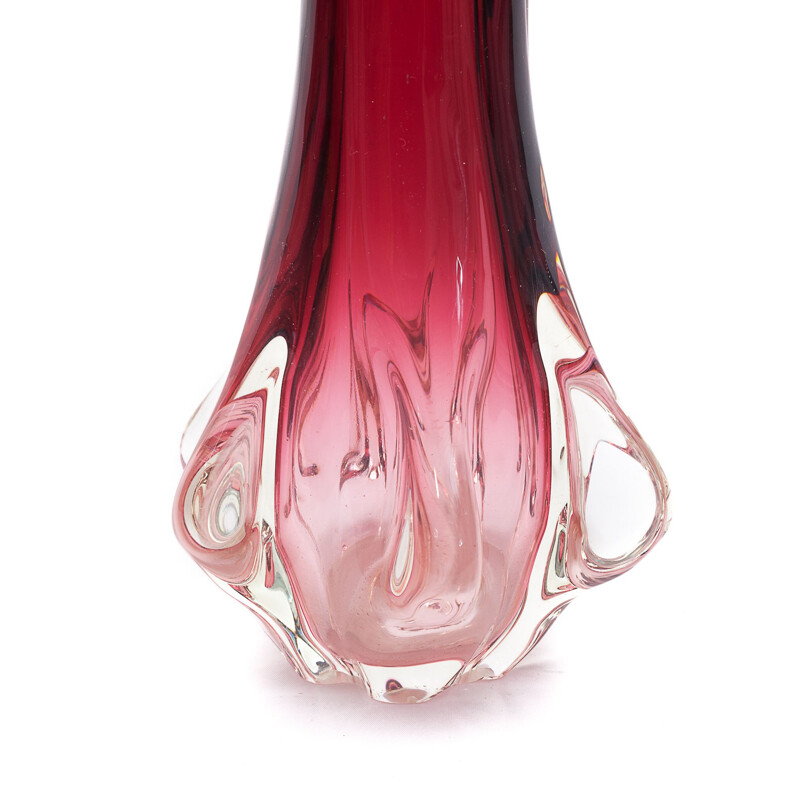 Vaso vintage di Murano rosso Chambord dei Fratelli Toso, 1960