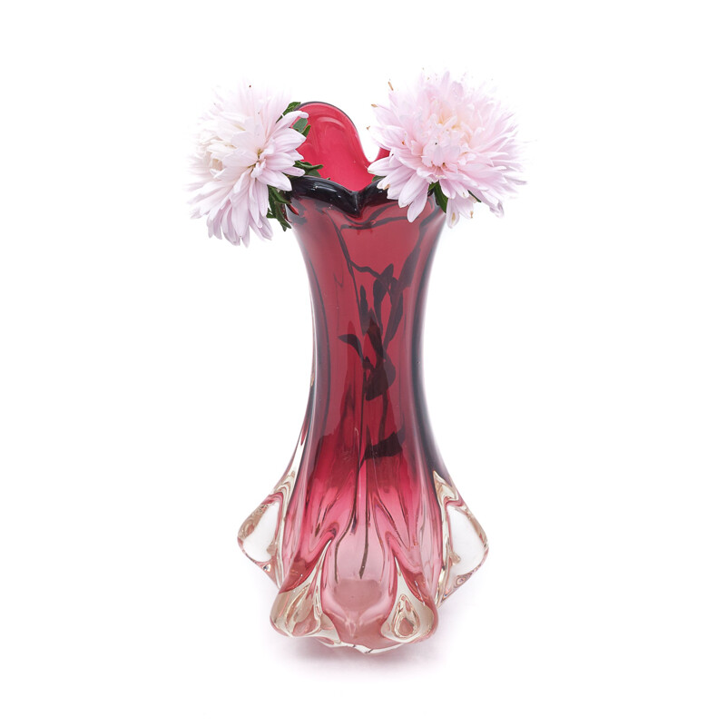 Vintage Murano Chambord red vase by Fratelli Toso, 1960