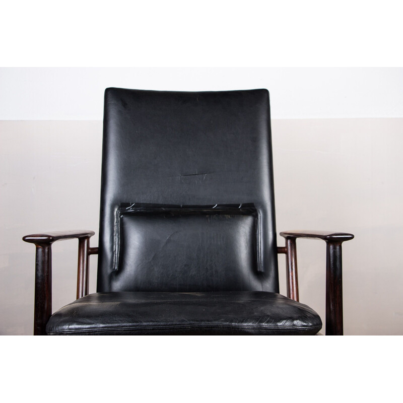 Vintage rosewood and leather office chair by Arne Vodder for Sibast, 1960